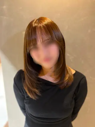 セミロング 岡山レイヤーカット/ 髪質改善/松島大己のヘアスタイル