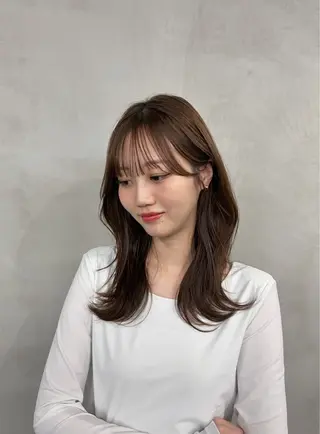 セミロング カラー 小顔似合わせカット ┊︎*AYANO*のヘアスタイル