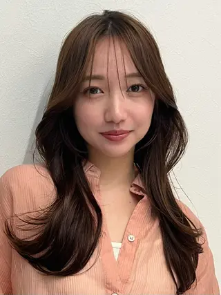 セミロング 恵比寿韓国レイヤー× 艶透明感カラー大場のヘアスタイル