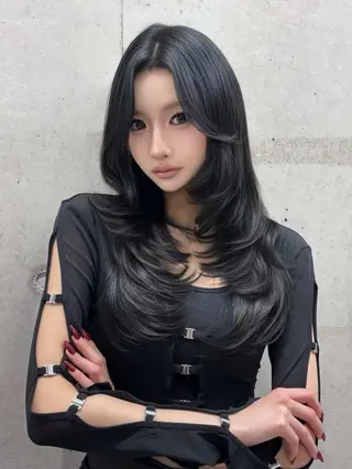 カラー ロング 韓国ヘア💖Wカラー 💖透明感カラー💖のヘアスタイル