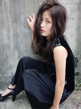 セミロング ロング カラー 花井 啓好のヘアスタイル
