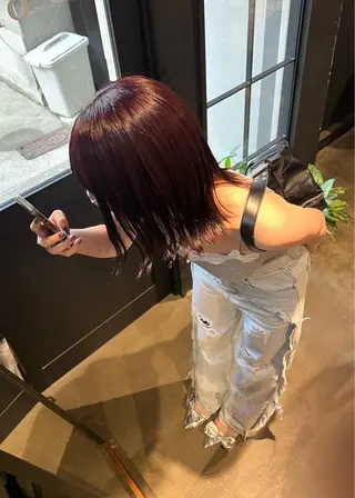 ミディアム カラー かえで🧶 ボブ/ハイトーンのヘアスタイル