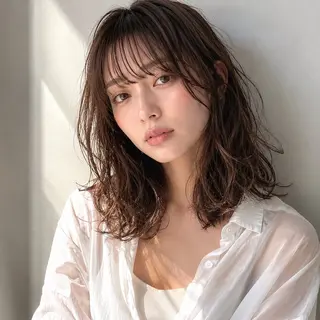 ミディアム カラー パーマ パーマ/縮毛矯正 /かわいい/せき🫧のヘアスタイル