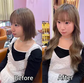ロング シール＋ちび編み込み エクステ梅田🐨のヘアスタイル