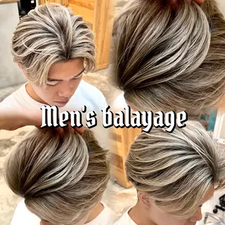 ミディアム カラー メンズ バレイヤージュ/ シャドウルーツ/安室のヘアスタイル