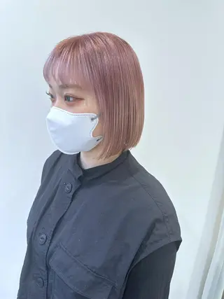 ショート カラー 小顔レイヤー/ ベージュ🤍Rieのヘアスタイル
