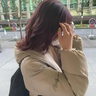 ミディアム カラー 梅田/赤み消しカラー /顔まわりcut🤍のヘアスタイル