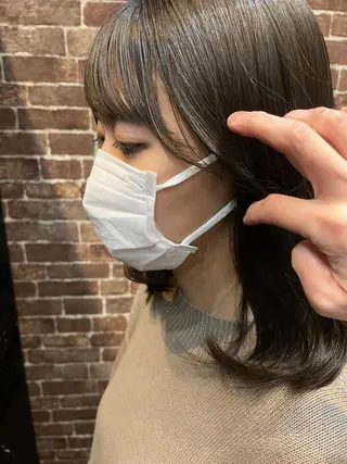 ミディアム カラー パーマ ヘアアレンジ メンズ キッズ ネイル マツエク・マツパ アイブロウ 久木原 ゆりのヘアスタイル