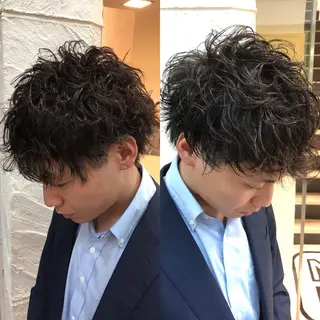 ショート パーマ メンズ メンズヘア特化 崎田 成人のヘアスタイル