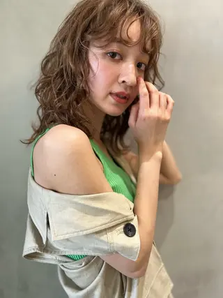 ミディアム パーマ ヘアアレンジ 名駅セット/オトナ 女子🦋Wakanaのヘアスタイル