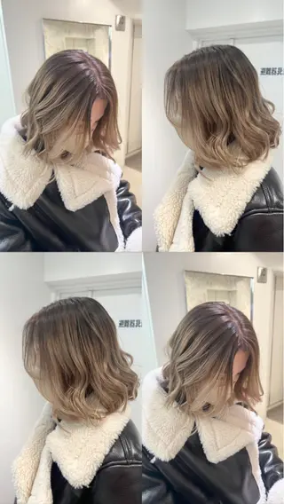 セミロング カラー 艶ハイトーン‪‪🔆 ️️️安座間 希のヘアスタイル