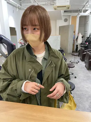 ショート カラー ヘアアレンジ キッズ ネイル マツエク・マツパ アイブロウ パーマ/透明感カラー /ボブ/吉田一生のヘアスタイル