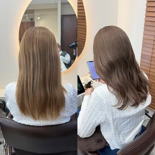 セミロング カラー ✨髪質改善矯正× ブリーチ✨YU-KIのヘアスタイル