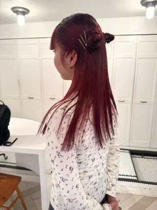 カラー ブリーチカラー🎀 韓国風/寺門美優のヘアスタイル