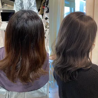 セミロング カラー 顔まわりカット🌟 くびれヘア/寺門遥輝のヘアスタイル