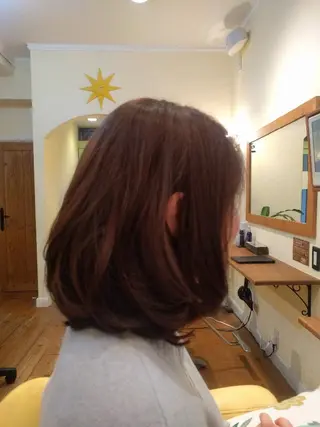 ミディアム カラー パーマ 丸山 良司のヘアスタイル