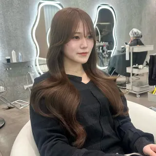 セミロング カラー ヘアアレンジ ブリーチなしW🎀 髪質改善/はのんのヘアスタイル