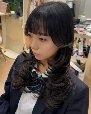 ロング 海外ヘア/美髪矯正 海外レイヤー/ヒラキのヘアスタイル