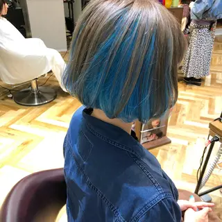ミディアム カラー パーマ ヘアアレンジ ハイトーン特化🤍 浦住のヘアスタイル