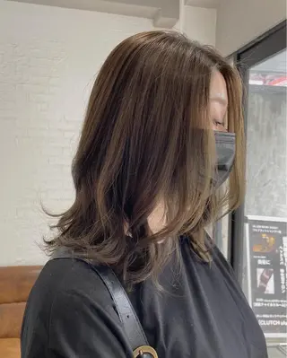 ミディアム カラー パーマ ヘアアレンジ ヨシムラ リオのヘアスタイル