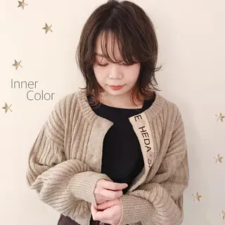 ミディアム カラー 市川 千夏のヘアスタイル