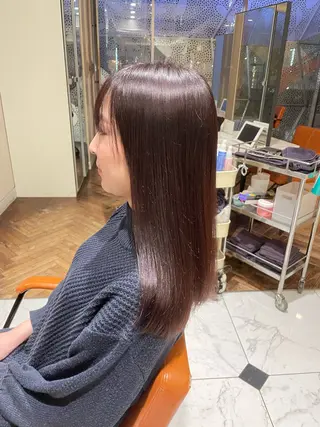 セミロング カラー 頭から整える美容師 松田のヘアスタイル