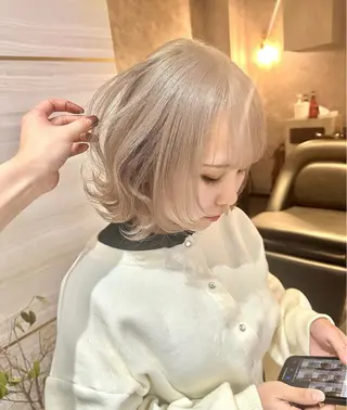 ミディアム カラー パーマ ヘアアレンジ メンズ 🌱巴結生🌿大宮 ☁️ミルクティーのヘアスタイル