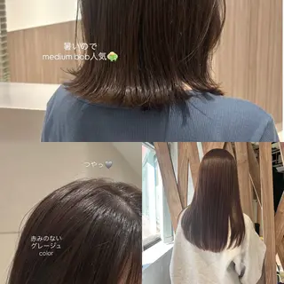 ミディアム カラー 久力琴音''透明感 カラー''アレンジのヘアスタイル