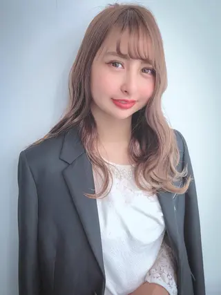 ミディアム カラー パーマ ヘアアレンジ 美髪矯正 Rioのヘアスタイル