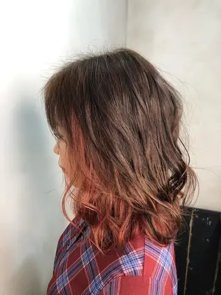 ミディアム カラー 美髪矯正 🌈髪質改善 山下のヘアスタイル