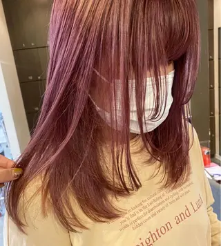 ミディアム カラー パーマ ヘアアレンジ メンズ キッズ ネイル mana 暖色カラーカットのヘアスタイル