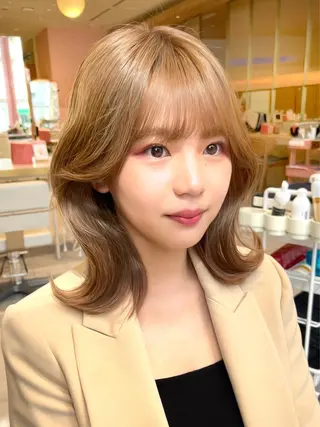 セミロング カラー 顔周り特化/韓国ヘア /レイヤー/吉野幸大のヘアスタイル