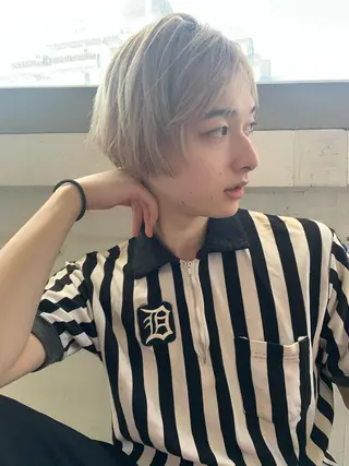 ショート カラー メンズ 💓パーマ，💗 レイヤーカットのヘアスタイル