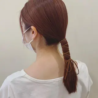 ミディアム カラー ぱつっとボブ/ 小野あかねのヘアスタイル