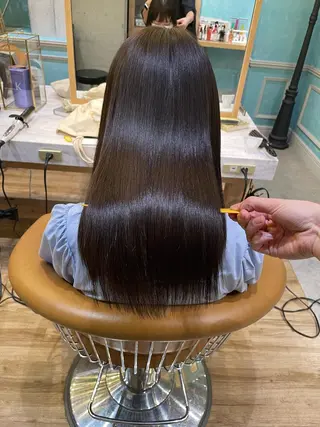 ミディアム カラー 縮毛矯正 髪質改善 韓国風レイヤー 吉田のヘアスタイル
