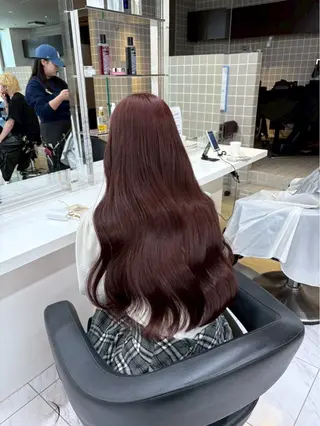 セミロング カラー 艶モテカラー✨/ブラ ウン🤎／赤み消しのヘアスタイル