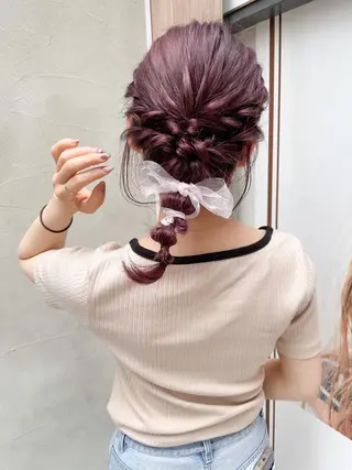 ミディアム カラー ヘアアレンジ cherir髪質改善 パーソナルカラー診断のヘアスタイル