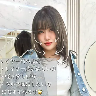 ミディアム カラー 顔周り特化/韓国ヘア /レイヤー/吉野幸大のヘアスタイル