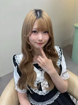 ロング カラー 艶暗髪 ピンクカラー 似合わせカット 栄のヘアスタイル