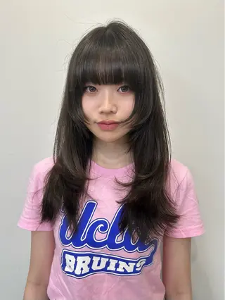 セミロング 心斎橋l大人韓国ヘア レイヤー×艶カラーのヘアスタイル