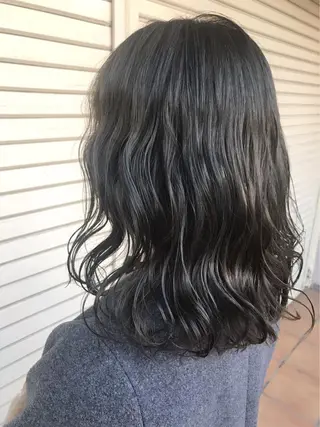 ミディアム カラー ニュアンスパーマ/ レイヤー/茶屋町のヘアスタイル