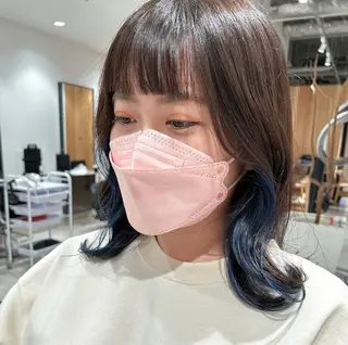 ミディアム カラー スキバサミを使わない カット🌼唯🌼のヘアスタイル