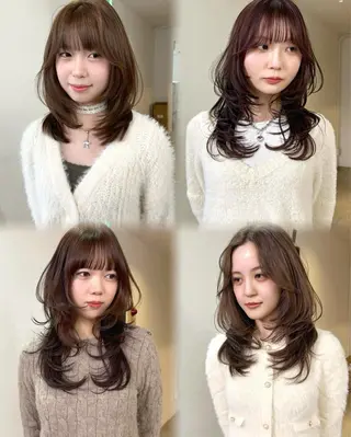 ロング カラー mizuki/ピンク ベージュ.レイヤーのヘアスタイル