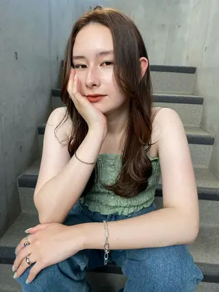 セミロング パーマ うる艶ヘア♡韓国好き 透明感　shotaのヘアスタイル