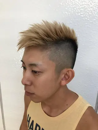 ショート カラー メンズ クロスパーマ松永裕久 似合わせカットのヘアスタイル