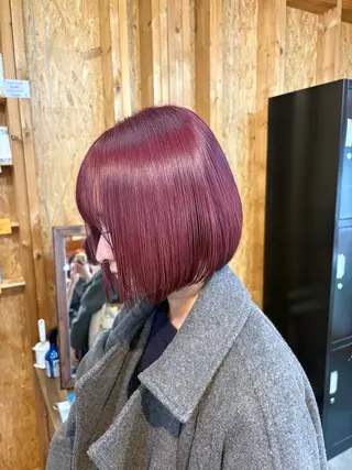 カラー まろみ暖色×ボブ ×chia🕯のヘアスタイル