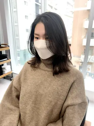 ミディアム カラー パーマ ヘアアレンジ メンズ キッズ ネイル マツエク・マツパ アイブロウ レイヤーカット 🌿透け感カラーのヘアスタイル