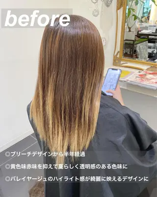 セミロング カラー 山崎俊輔/髪質改善 /バレイヤージュのヘアスタイル