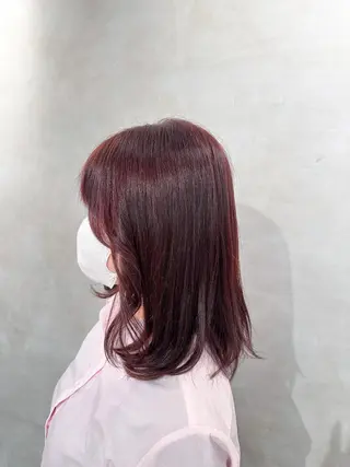 ミディアム カラー 銀座レイヤーカット ×シースルー前髪のヘアスタイル