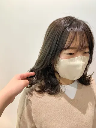 ミディアム カラー ヘアアレンジ 髪と心を整える美容師 透明感カラー/ボブのヘアスタイル